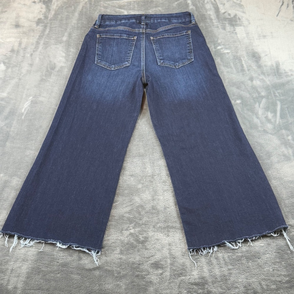 KUT from the Kloth Meg Fab Ab Wide Leg Jeans Dark Wash Raw Hem 2P - Picture 10 of 11